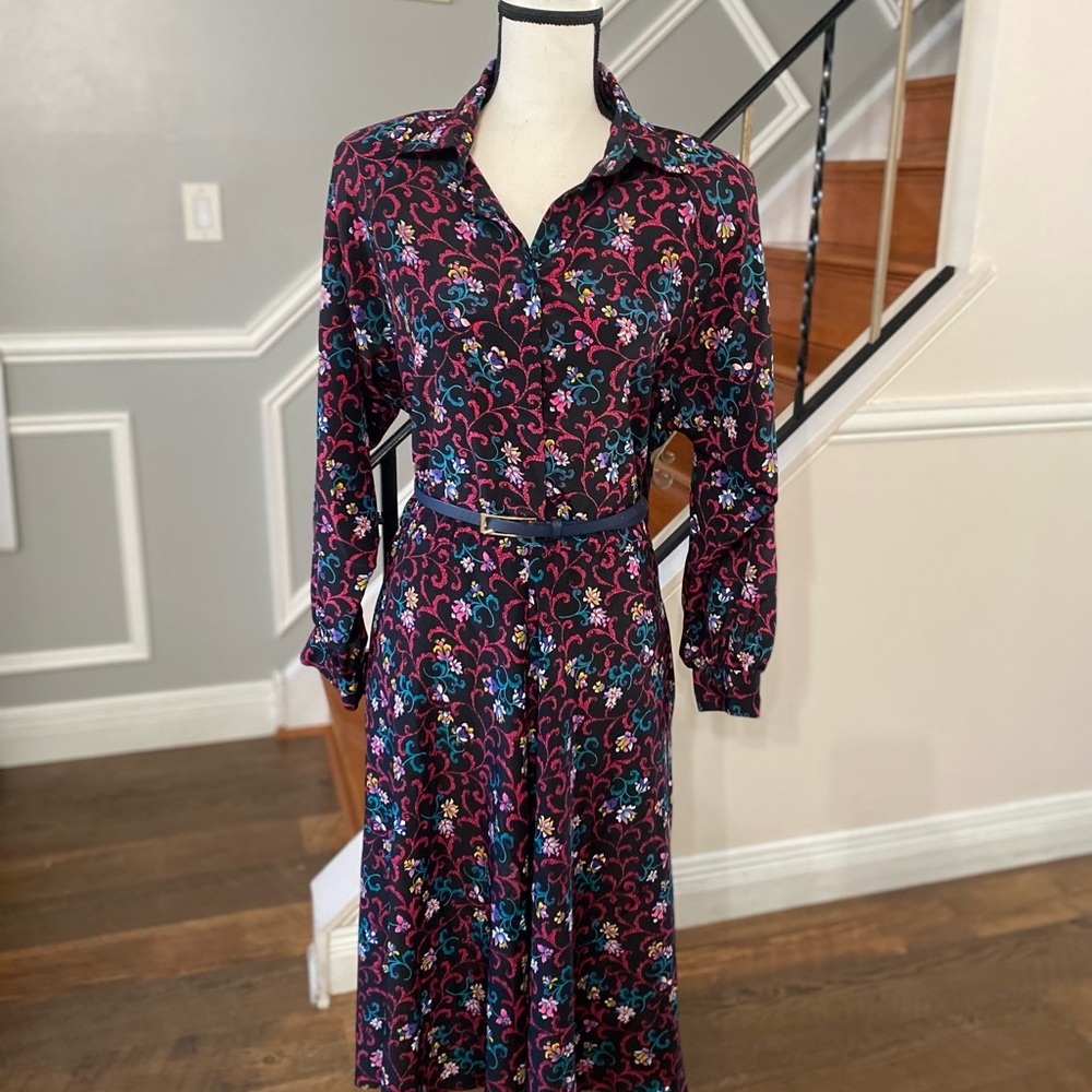 Vintage Raoul Flower Print Button Midi dress